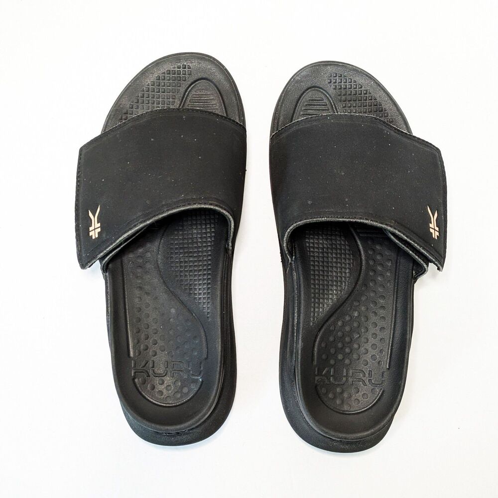 Kuru Moment Womens Size 10M Platform Slide Sandal Black Peach Ortho Recovery